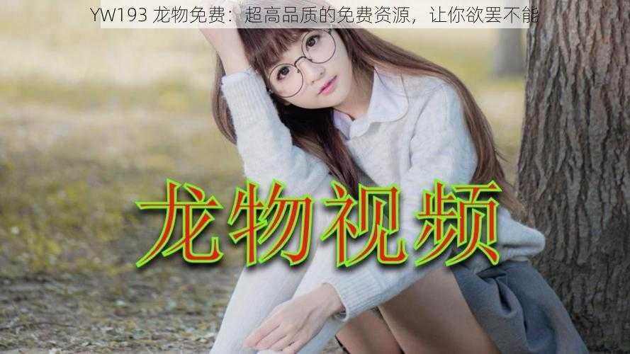 YW193 龙物免费:超高品质的免费资源,让你欲罢不能