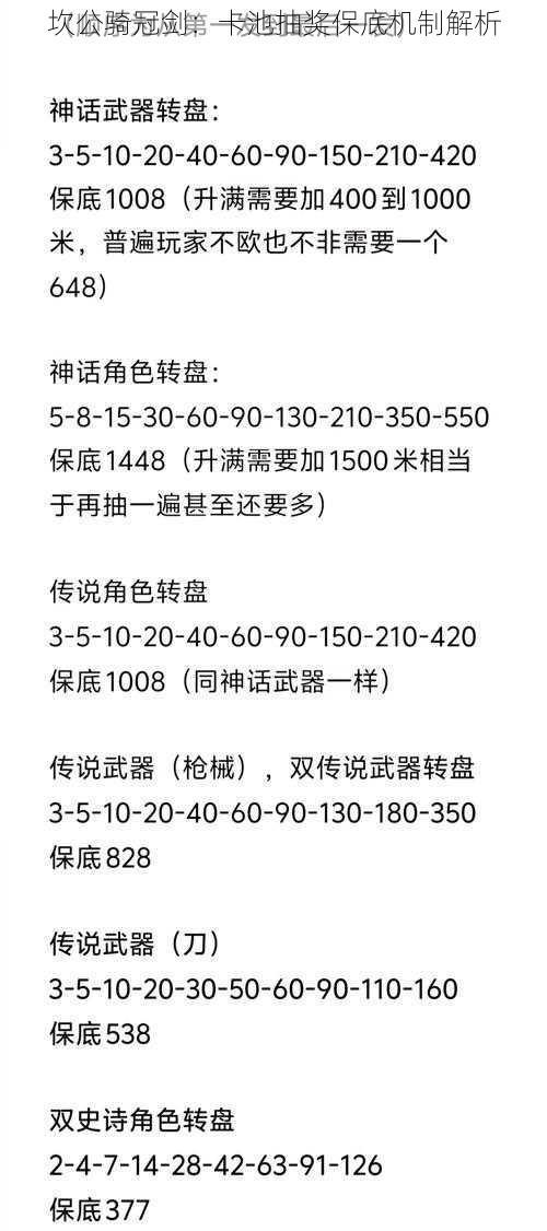 坎公骑冠剑:卡池抽奖保底机制解析